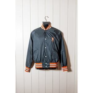 Vintage 80s Merced Bears Varsity Jacket Black Orange Streetwear Windbreaker, Med